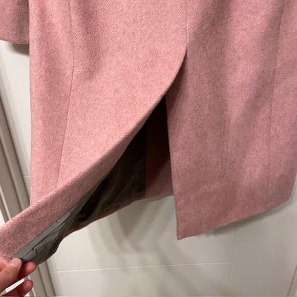 Helene Berman Longline Pink Three Button Wool Blend Car Coat Size Small - Picture 10 of 14